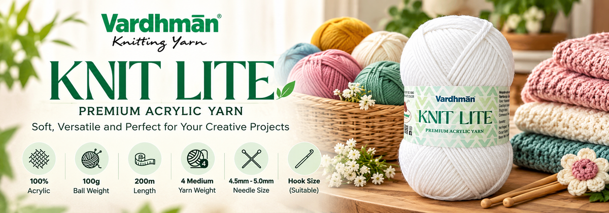Vardhman Knit Lite Acrylic Yarn for Knitting & Crochet