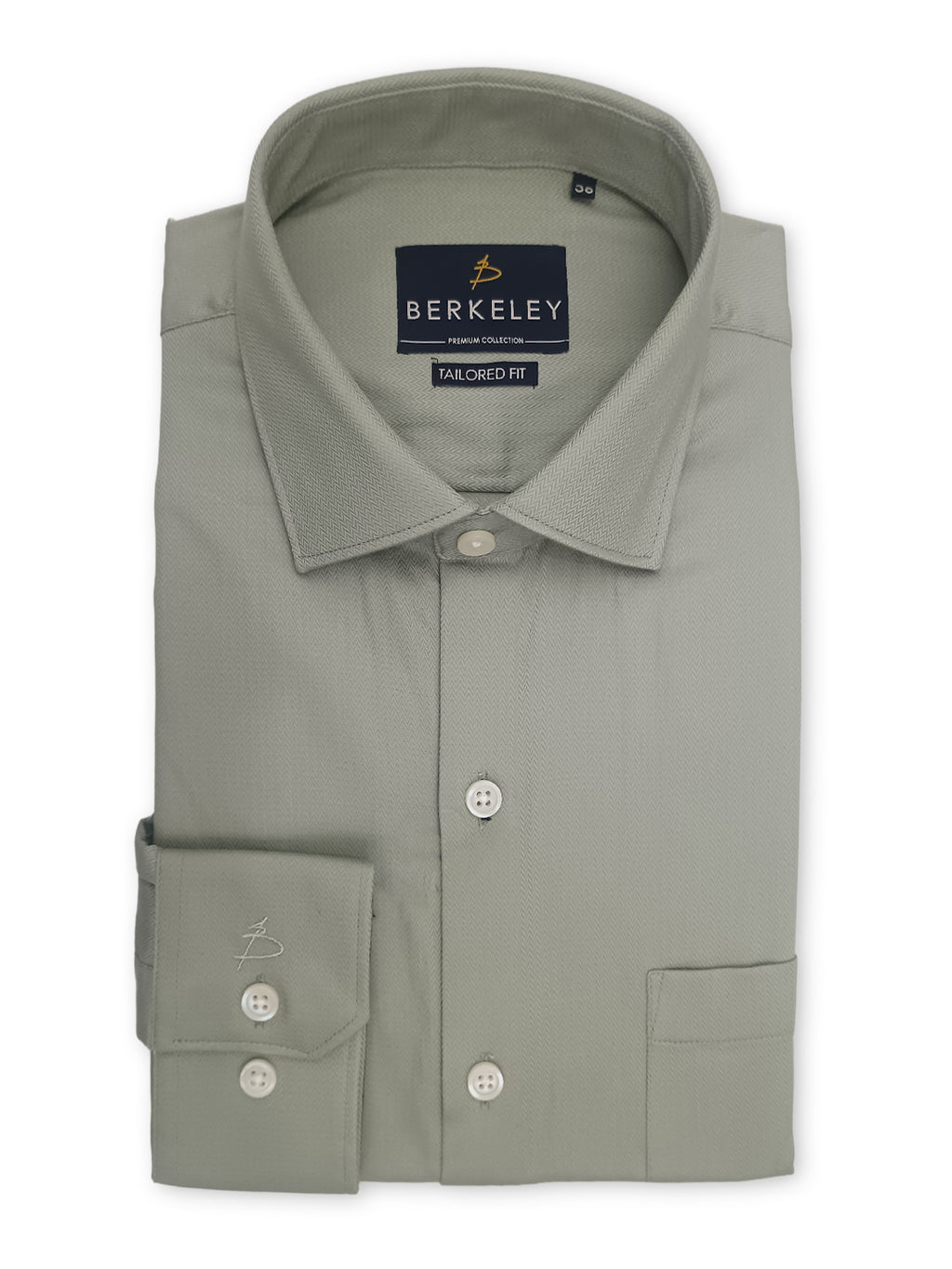 Berkeley Men's Regular 100% Cotton Formal Solid Shirt Olive Green