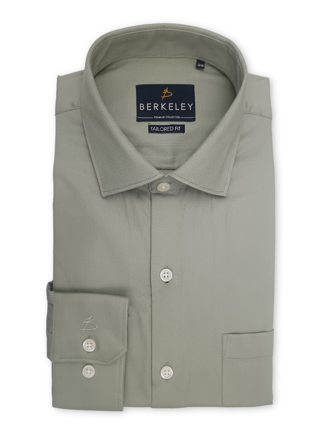 Berkeley Men's Regular 100% Cotton Formal Solid Shirt Olive Green