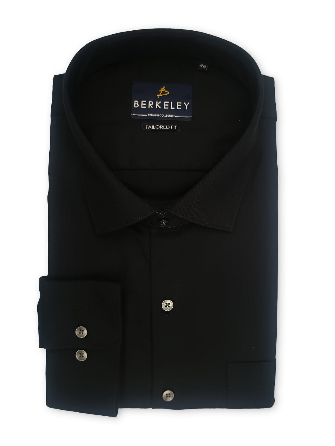Berkeley Men's Regular 100% Cotton Formal Solid Shirt Black