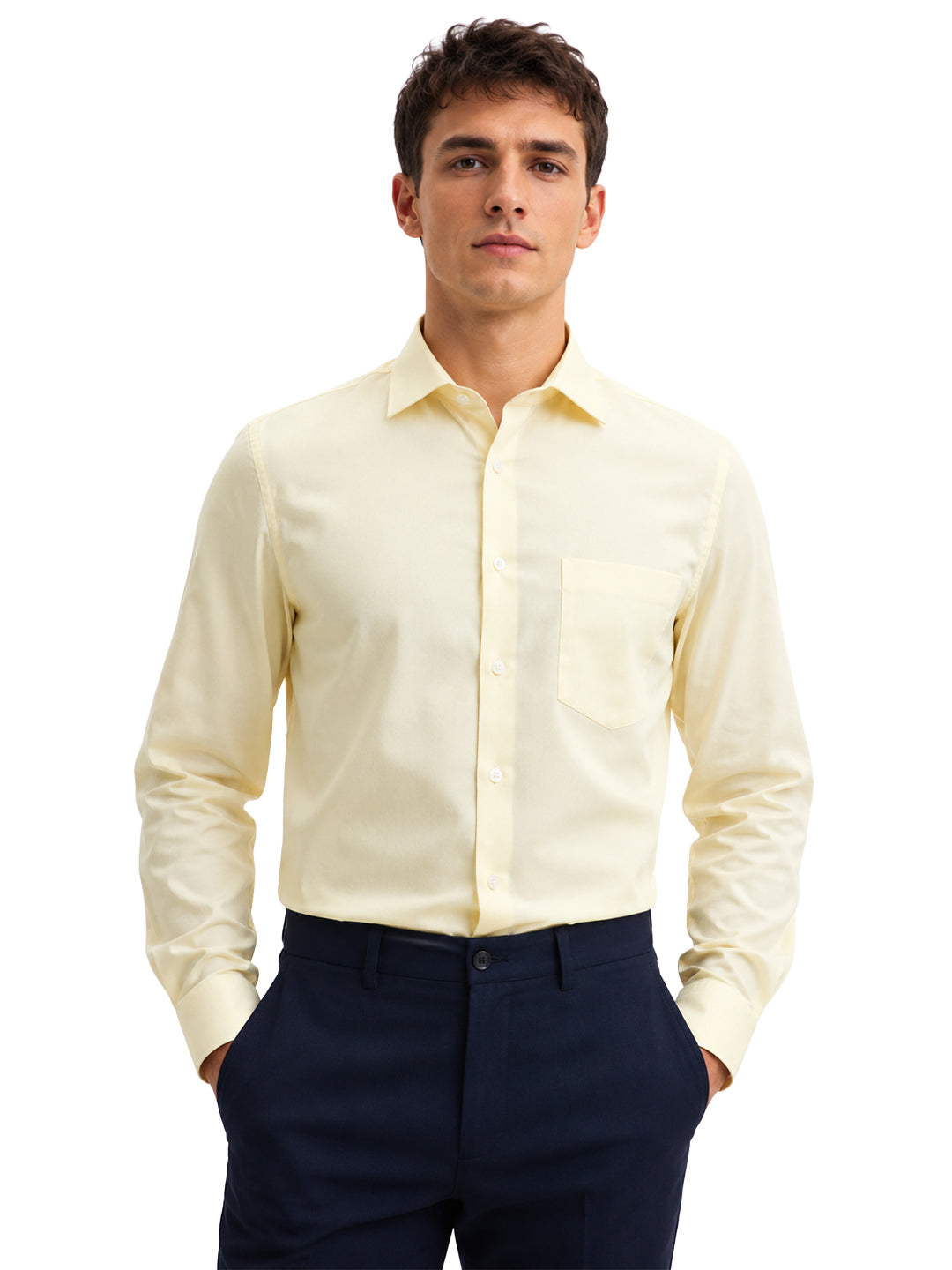Berkeley Men's Regular 100% Cotton Formal Solid Shirt Yellow