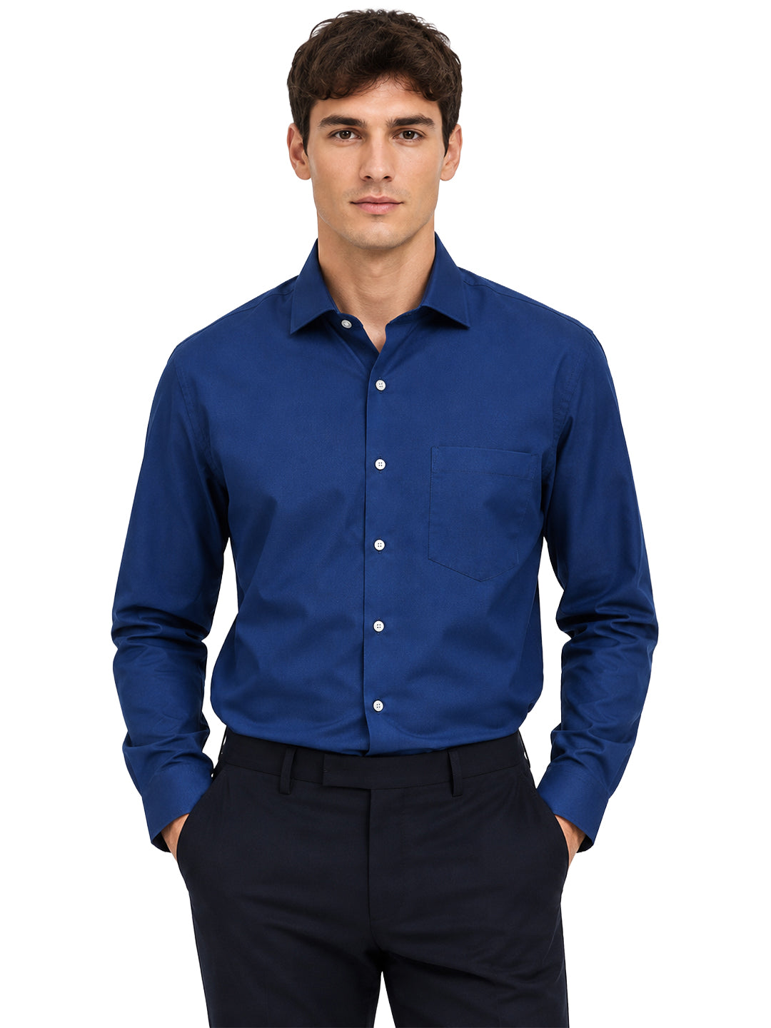 Berkeley Men's Regular Formal Solid Shirt | Premium 100% Cotton Blue