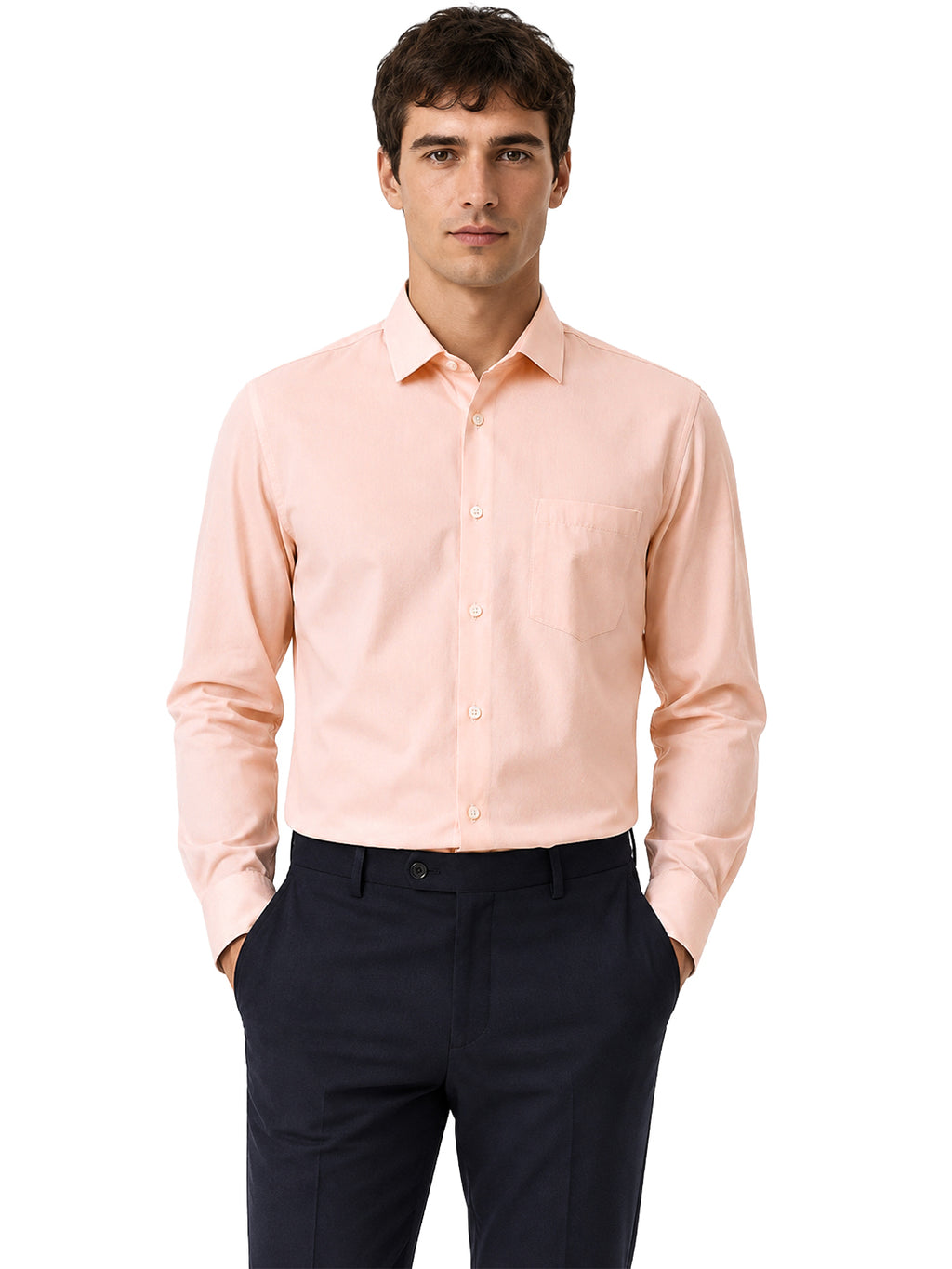 Berkeley Men's Regular 100% Cotton Formal Solid Shirt Peach