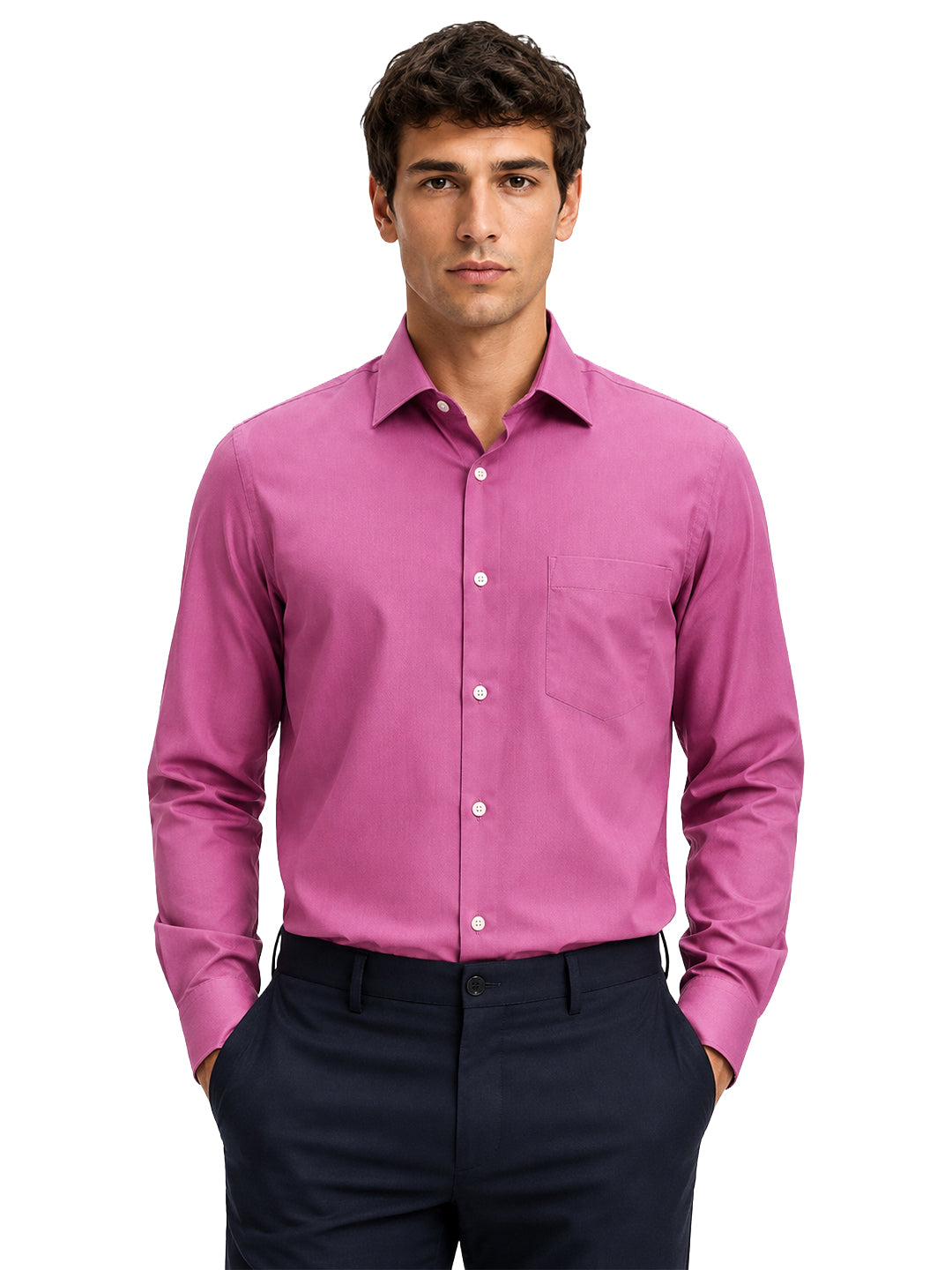 Berkeley Men's Regular 100% Cotton Formal Solid Shirt Rose