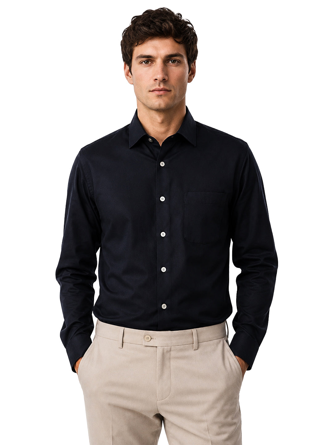 Berkeley Men's Regular 100% Cotton Formal Solid Shirt Black