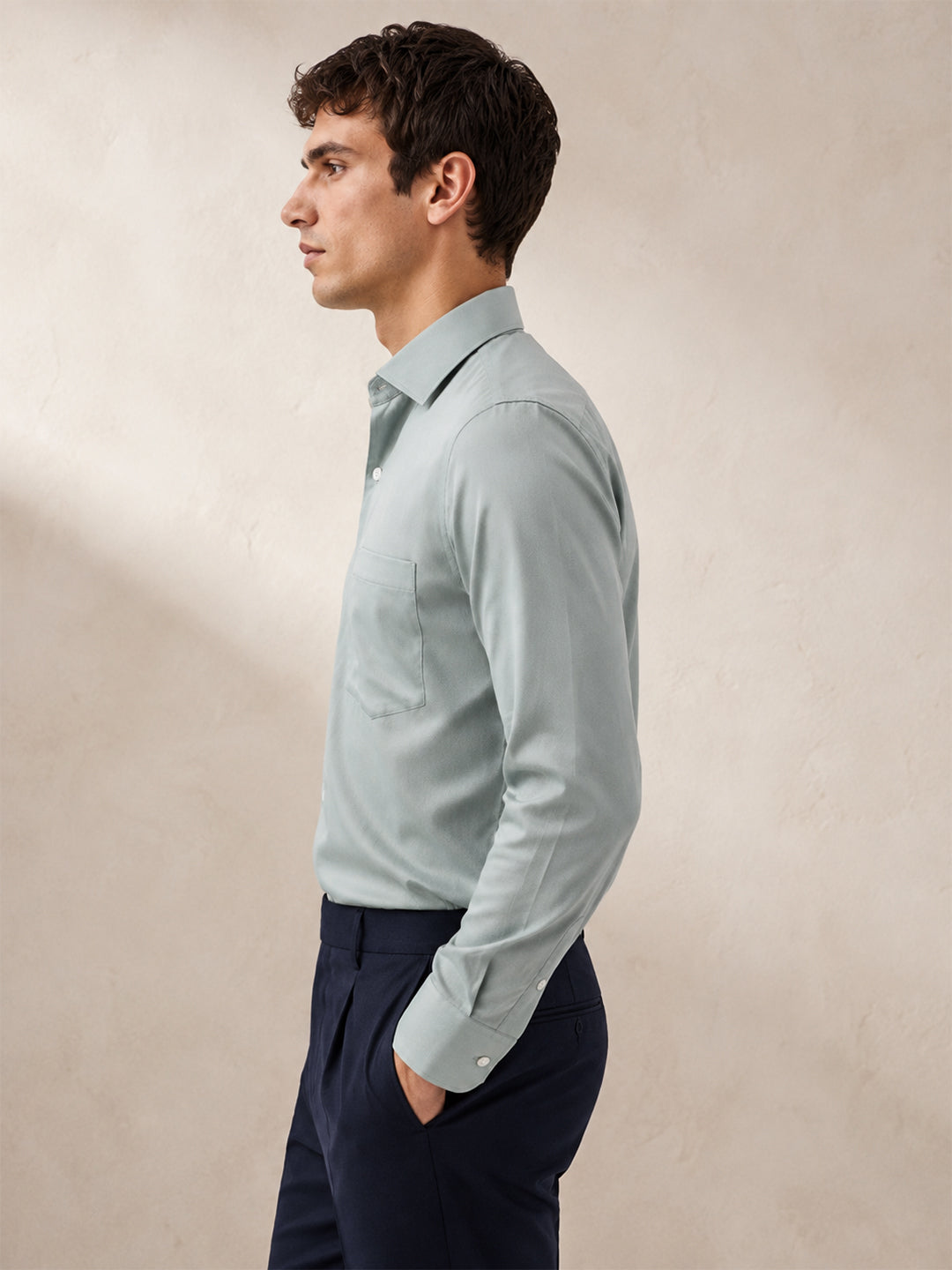 Berkeley Men's Regular 100% Cotton Formal Solid Shirt Olive Green